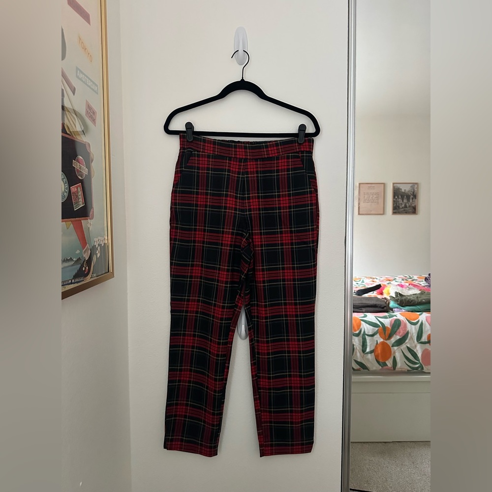 Zara Red and Black Plaid Men's Dress Pants